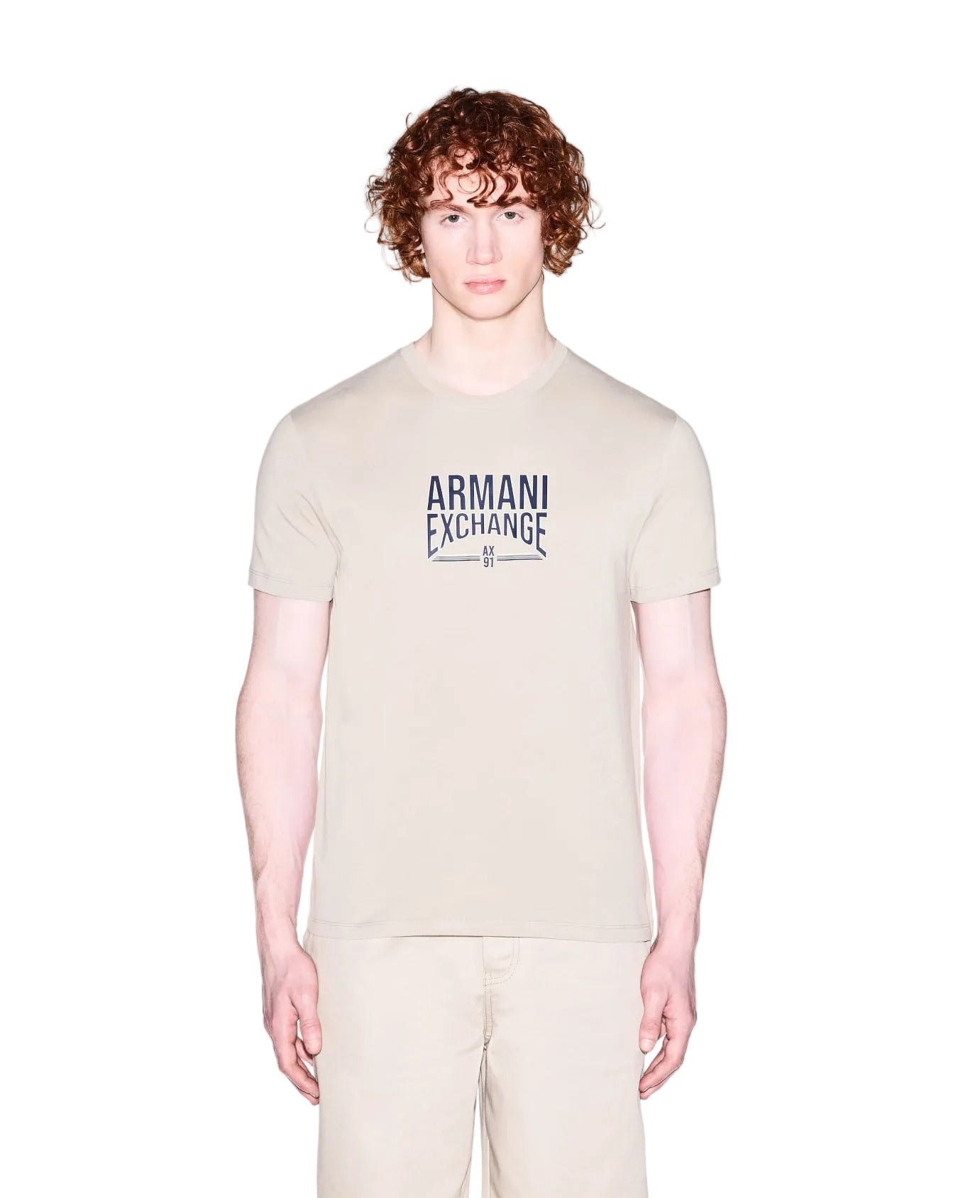Armani Exchange slim-fit cotton jersey T-shirt with crew neck, short sleeves, and lightweight breathable fabric for modern minimalist style