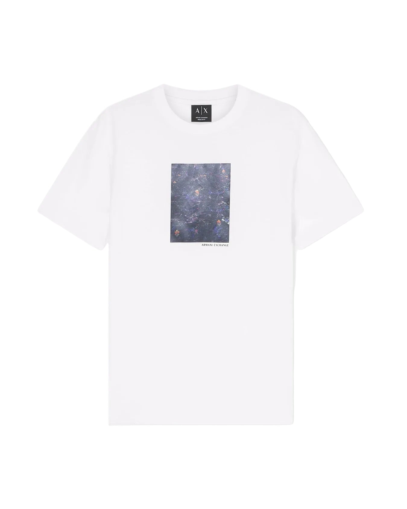Armani Exchange regular-fit T-shirt with soft cotton jersey fabric, classic crew neck, and lightweight breathable construction.