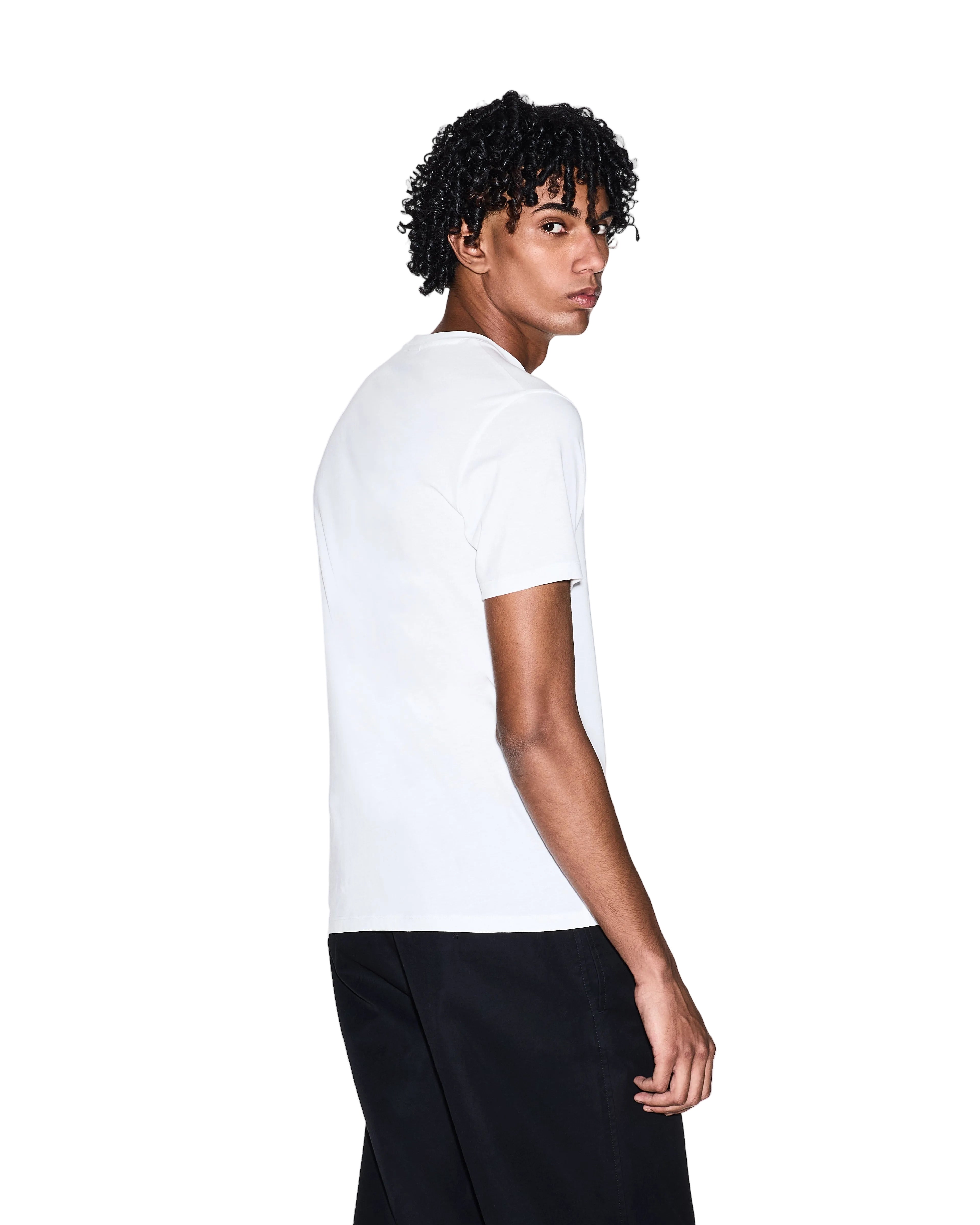 Armani Exchange slim-fit cotton jersey T-shirt with crew neck, short sleeves, and minimalist modern silhouette.