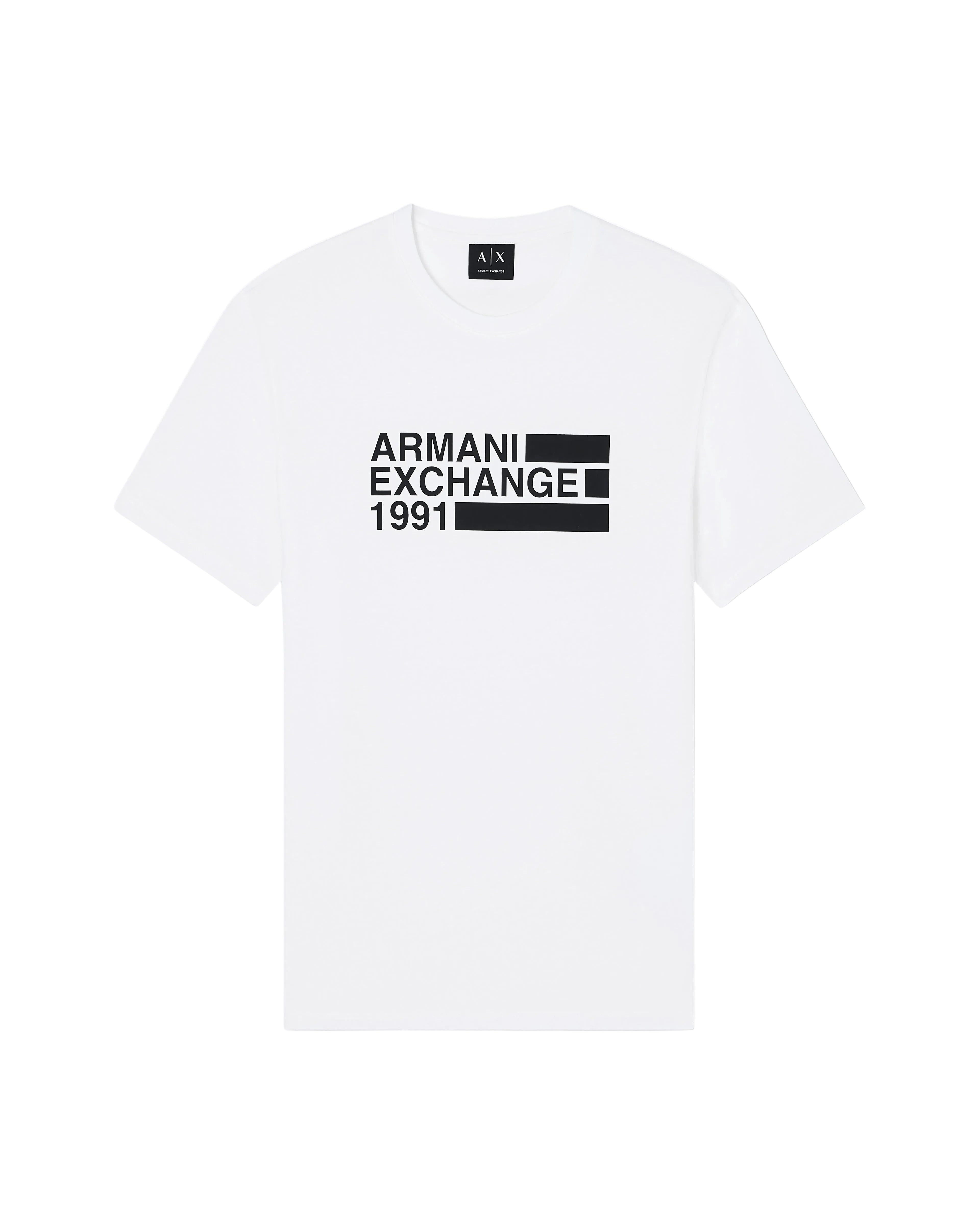 Armani Exchange slim-fit cotton jersey T-shirt with crew neck, short sleeves, and minimalist modern silhouette.