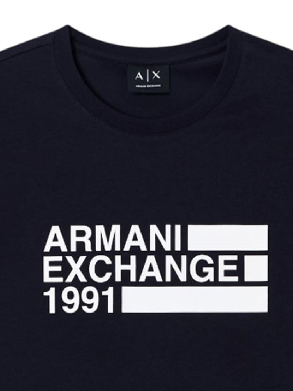 Armani Exchange short sleeve T-shirt with crew neck, front print, and chest logo in a regular fit casual design