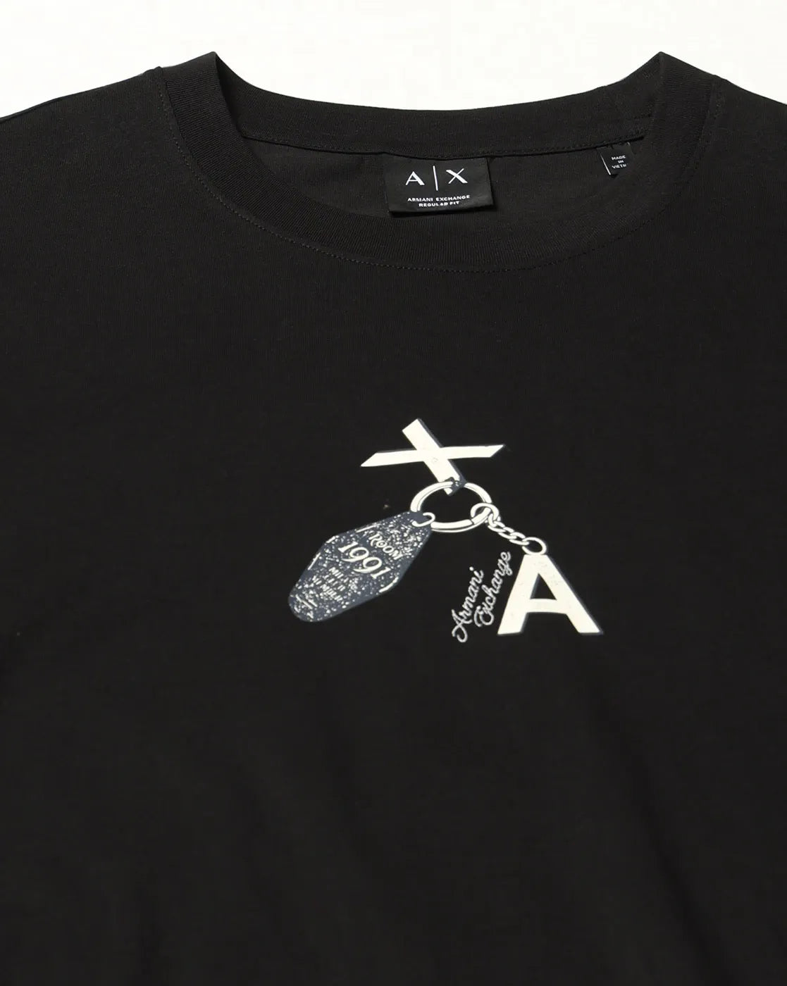 Armani Exchange regular fit cotton jersey T-shirt with central AX graphic print and modern casual streetwear design