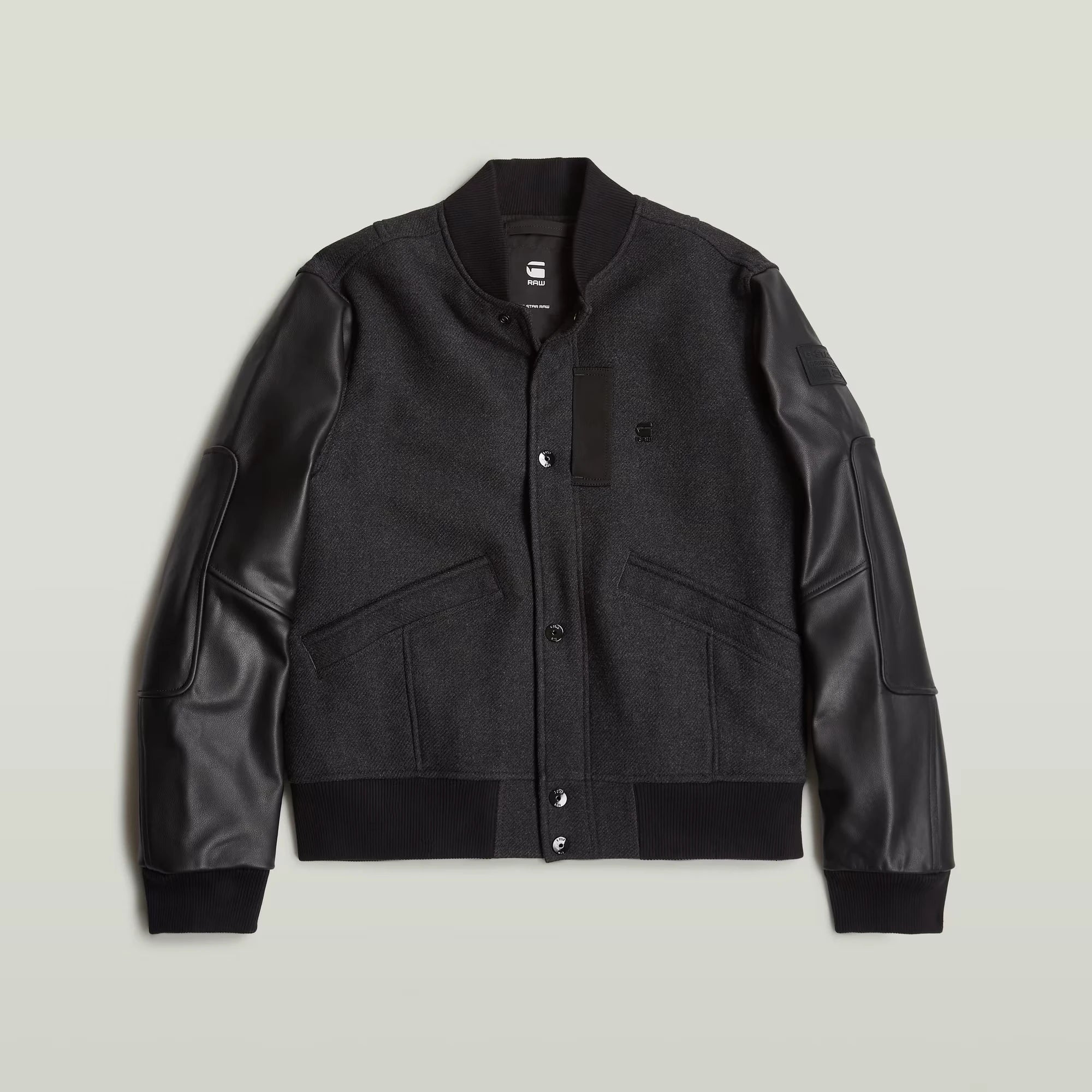 Varsity Wool Leather Jacket (Black) 