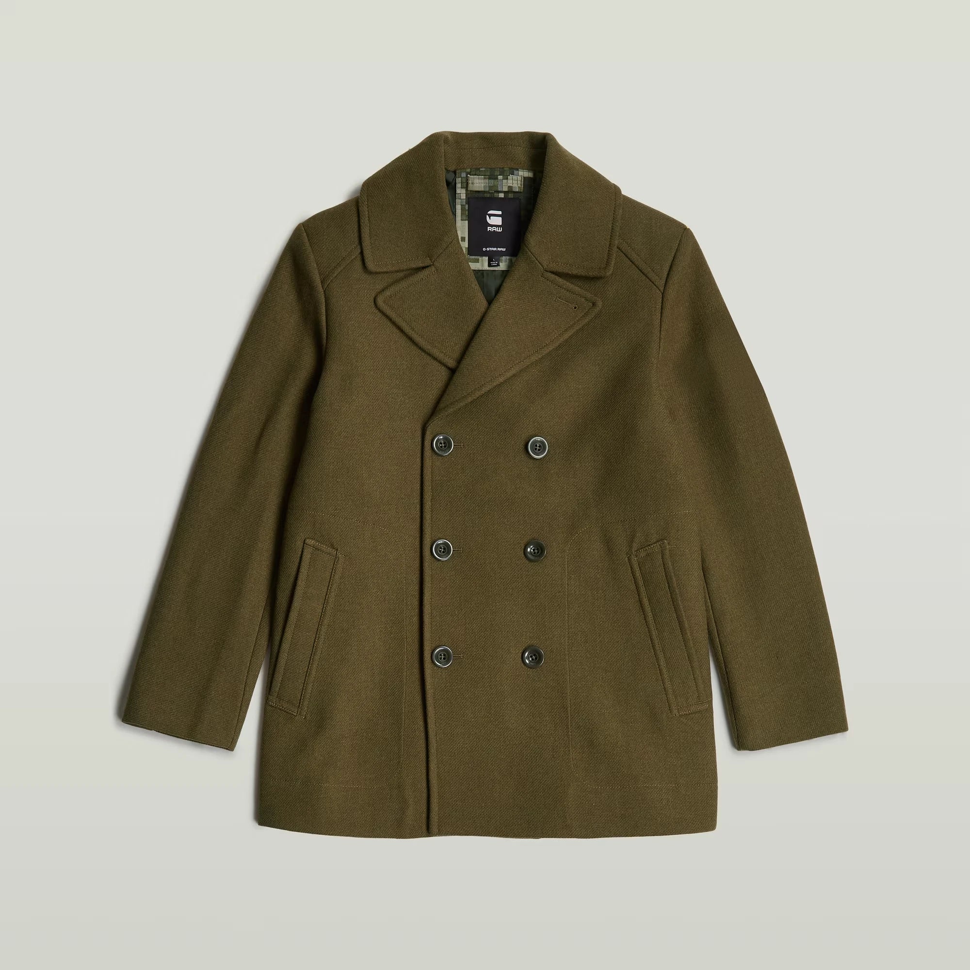 Wool Peacoat (Olive) -