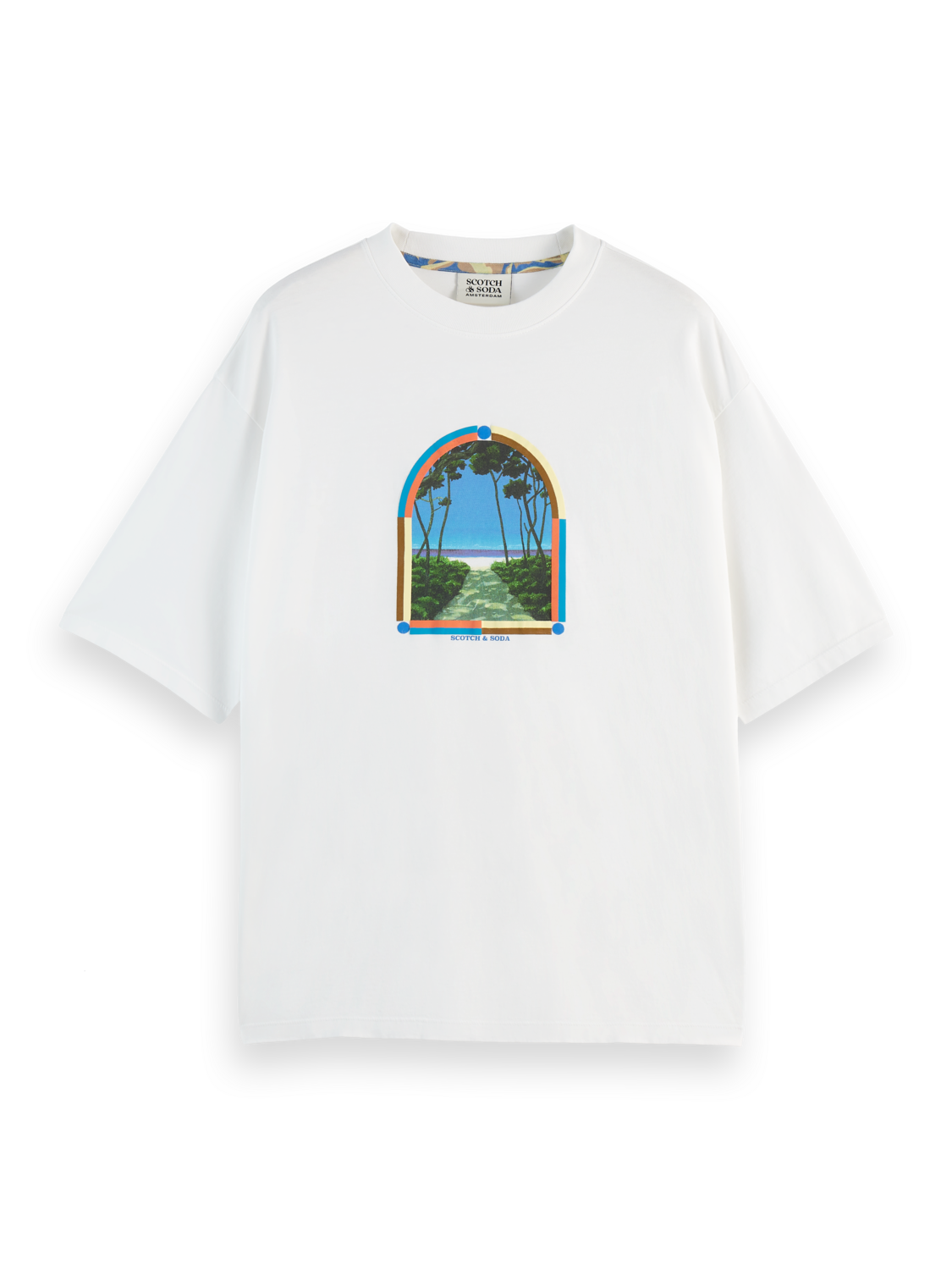 Loose Fit Front Printed Artwork T-Shirt (White) 