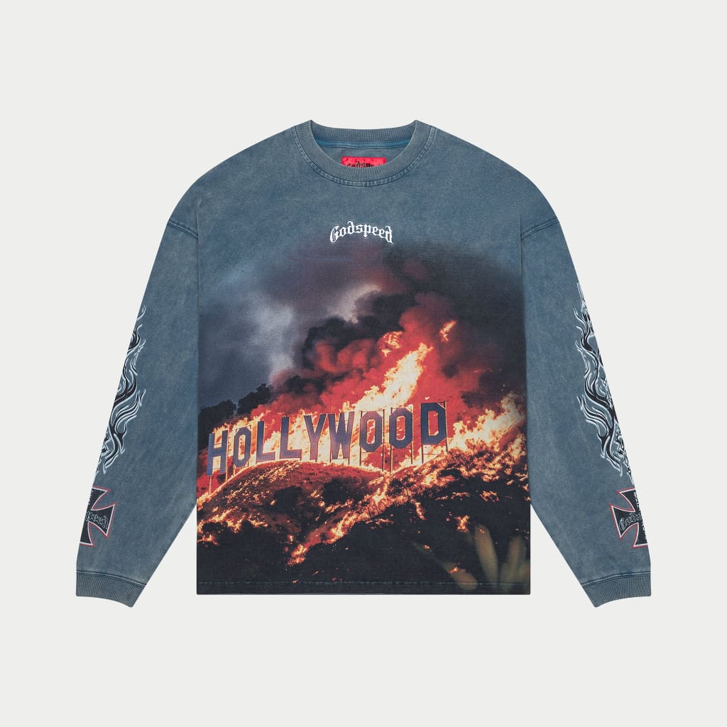 Hollywood Inferno LS T-shirt (Blue Wash)