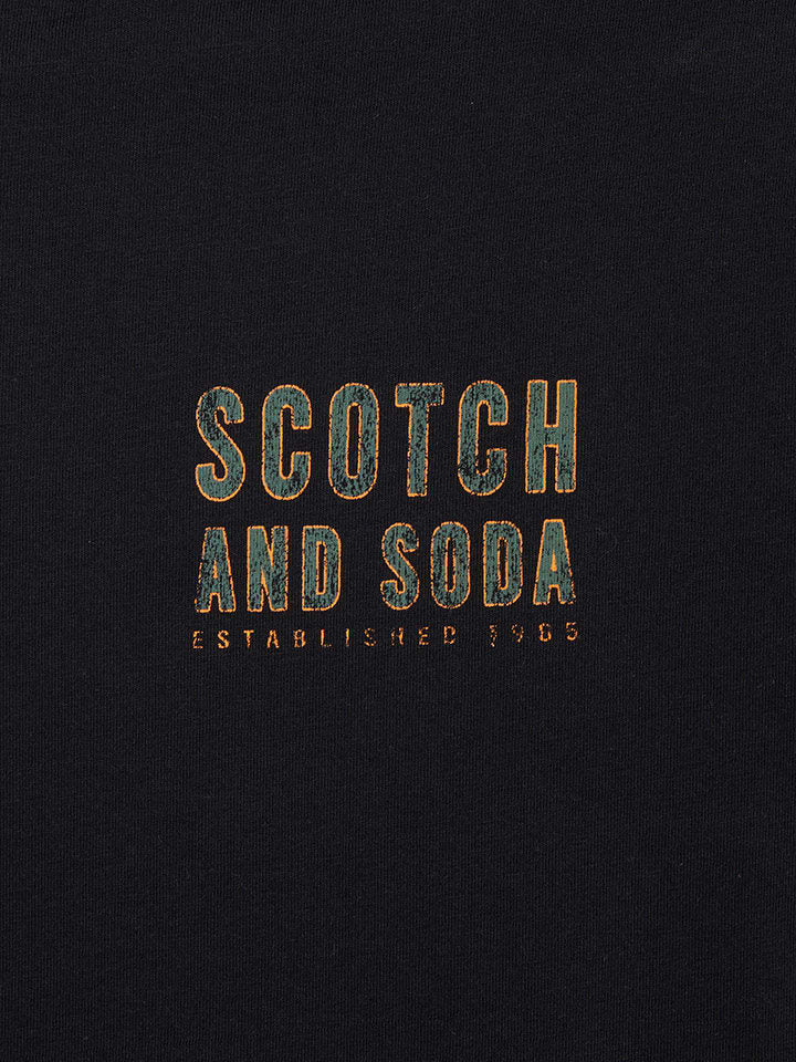 Scotch & Soda Relaxed Fit Short-Sleeve Graphic Tee in Meteorite with soft fabric and relaxed fit.