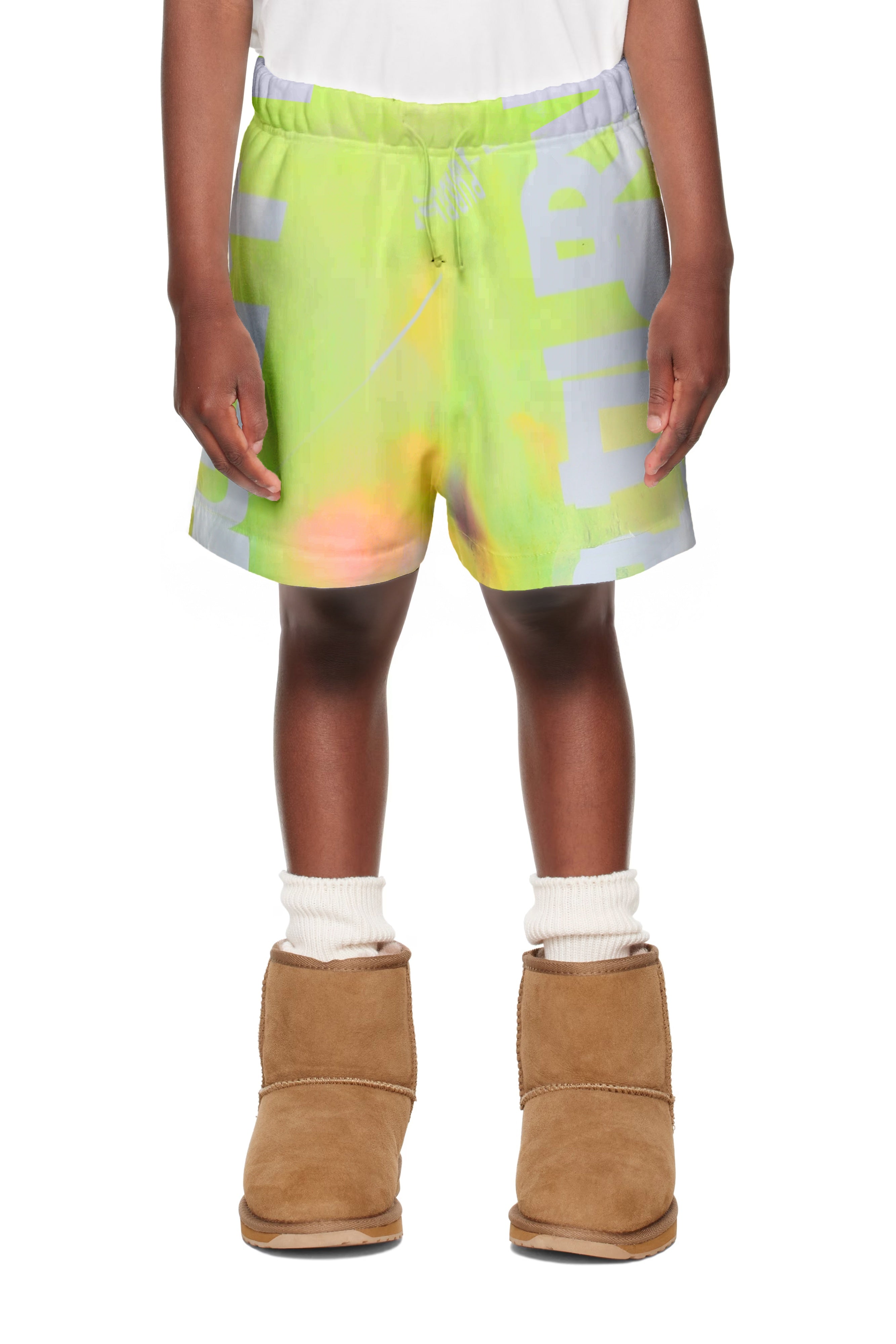 Purple Brand tie-dye fleece shorts with large side logo and elastic waistband for comfortable fit
