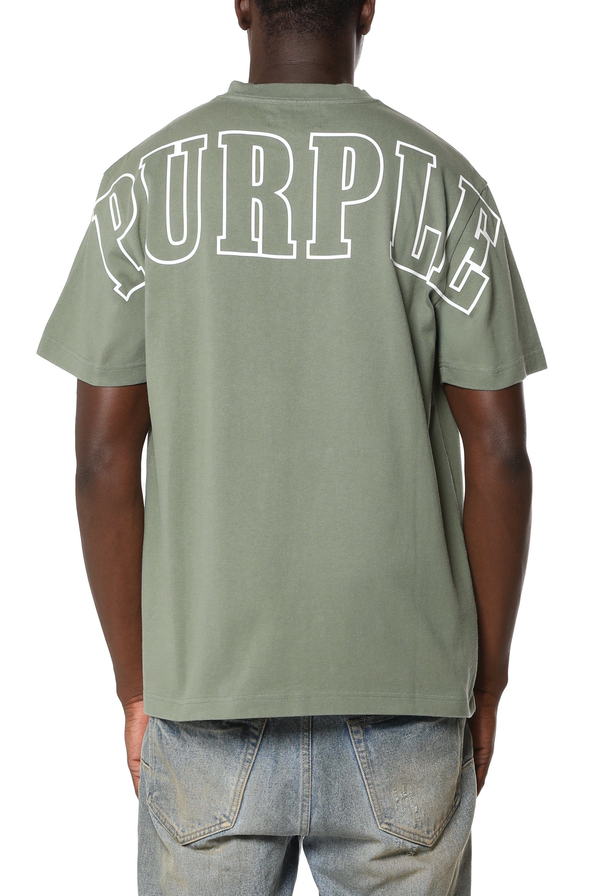 Purple Brand relaxed-fit cotton jersey T-shirt featuring signature logo graphics on the chest and back.
