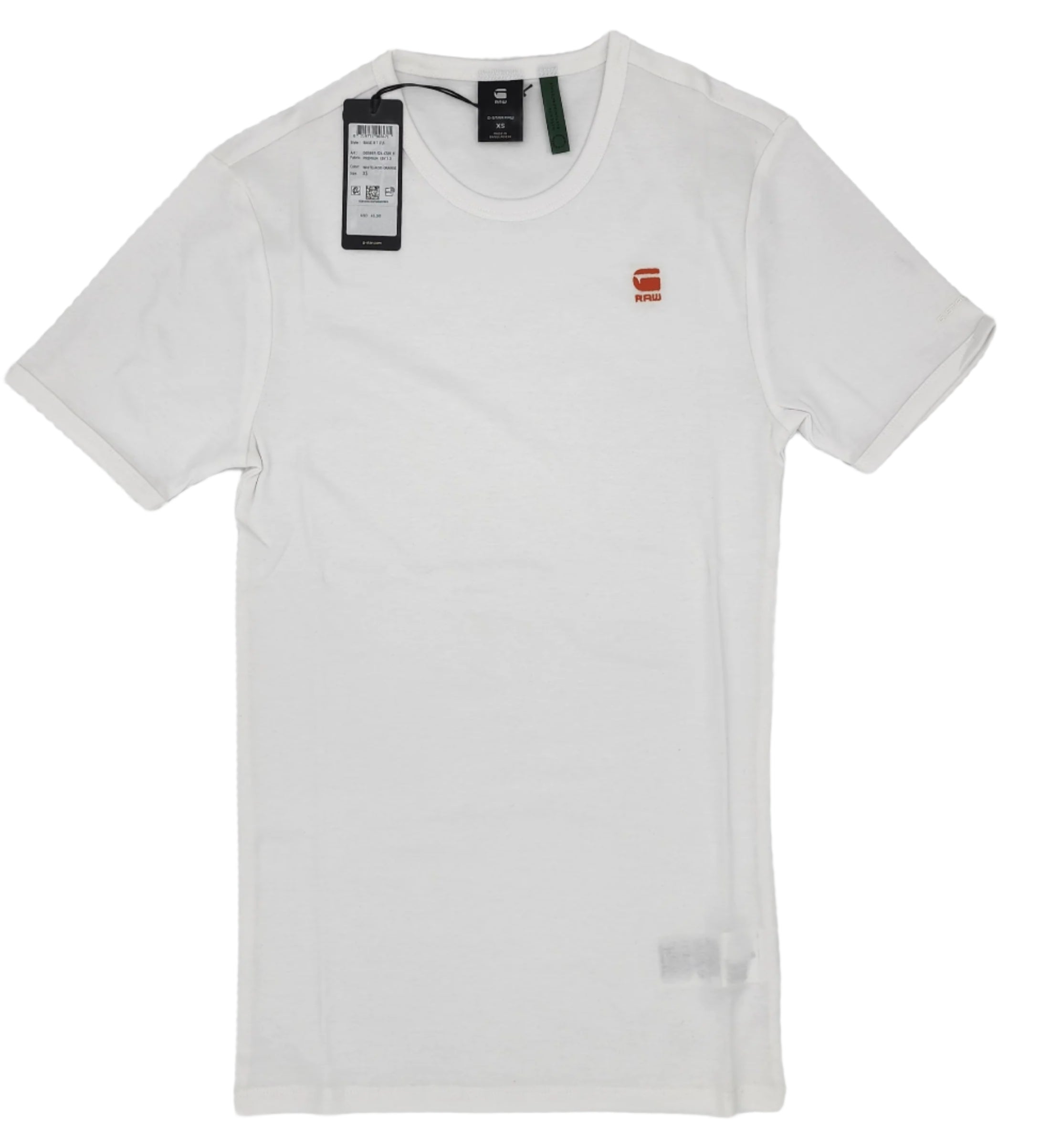 G-Star Basic T-Shirt (White with Acid Orange Logo)